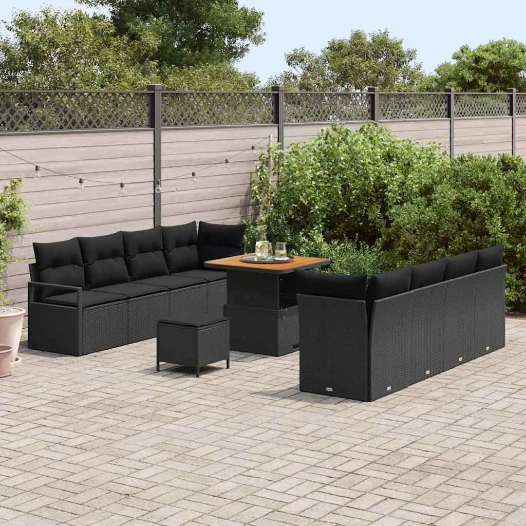 Black Outdoor Sofa Set with Storage Solutions
