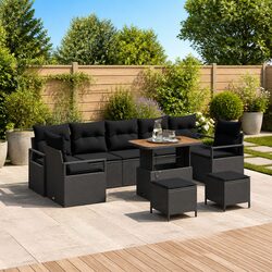 Functional Black 10-Piece Outdoor Sofa Set for Patios