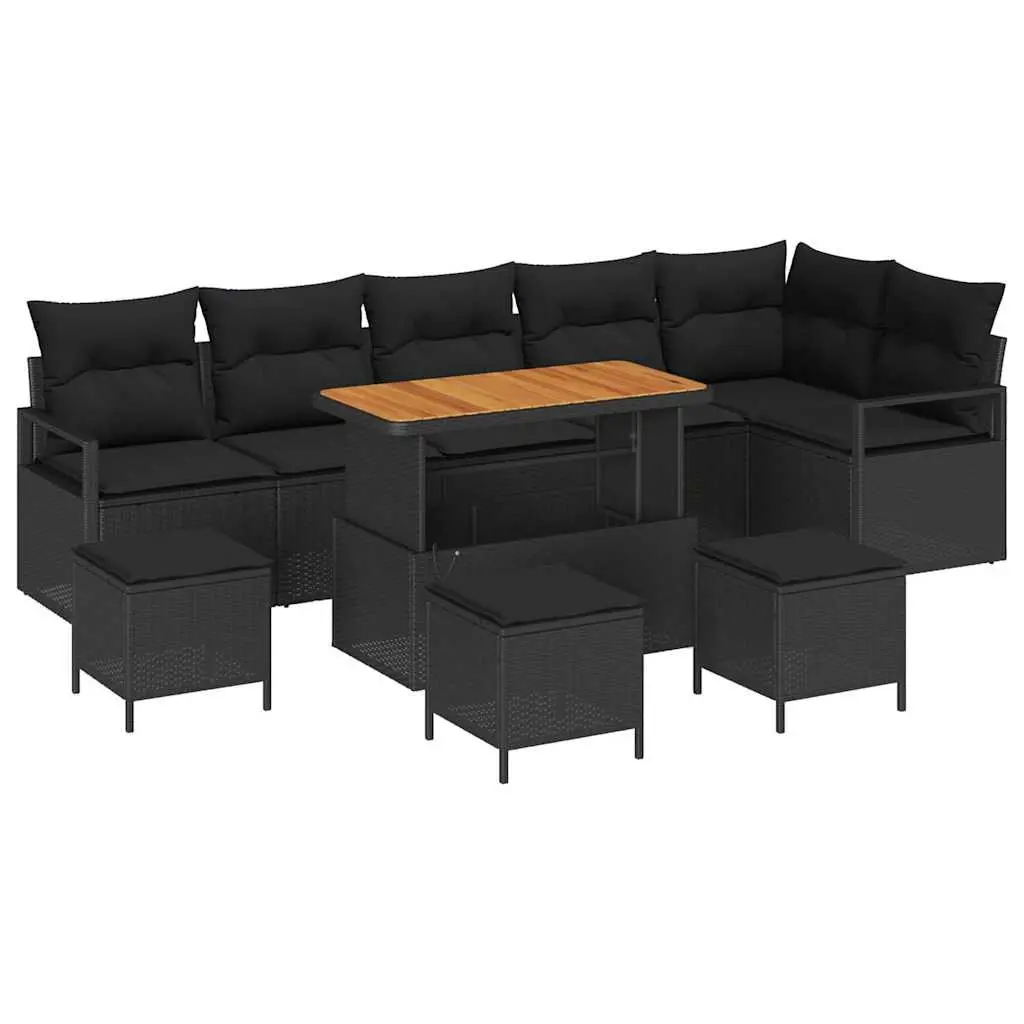 Outdoor Rattan Garden Sofa Set Modular Black 10 Piece