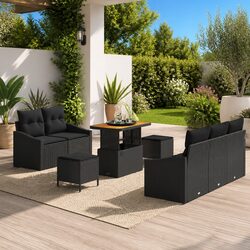 Outdoor Garden Sofa Set with Storage 8 Piece Modular Seating Black Patio