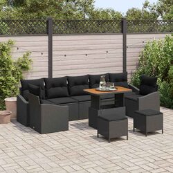 Versatile Sofa Set for Patios: 10 Pieces in Black Rattan