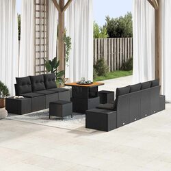 Practical 10 Piece Modular Outdoor Sofa Set - Black Rattan