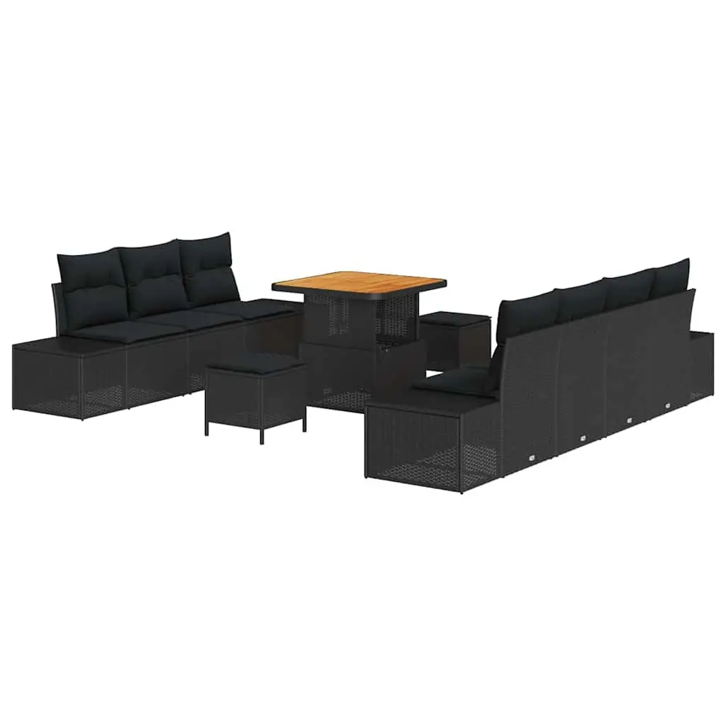 Outdoor Garden Sofa Set 10 Piece Modular Patio Furniture Black Poly Rattan
