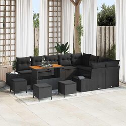 Outdoor Garden Sofa Set 13 Piece Modular Patio Seating Black with Cushions
