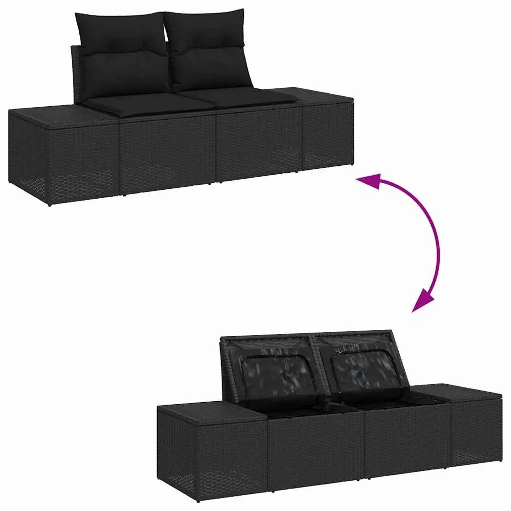 Outdoor Garden Sofa Set 13 Pieces Black Poly Rattan Patio Furniture with
