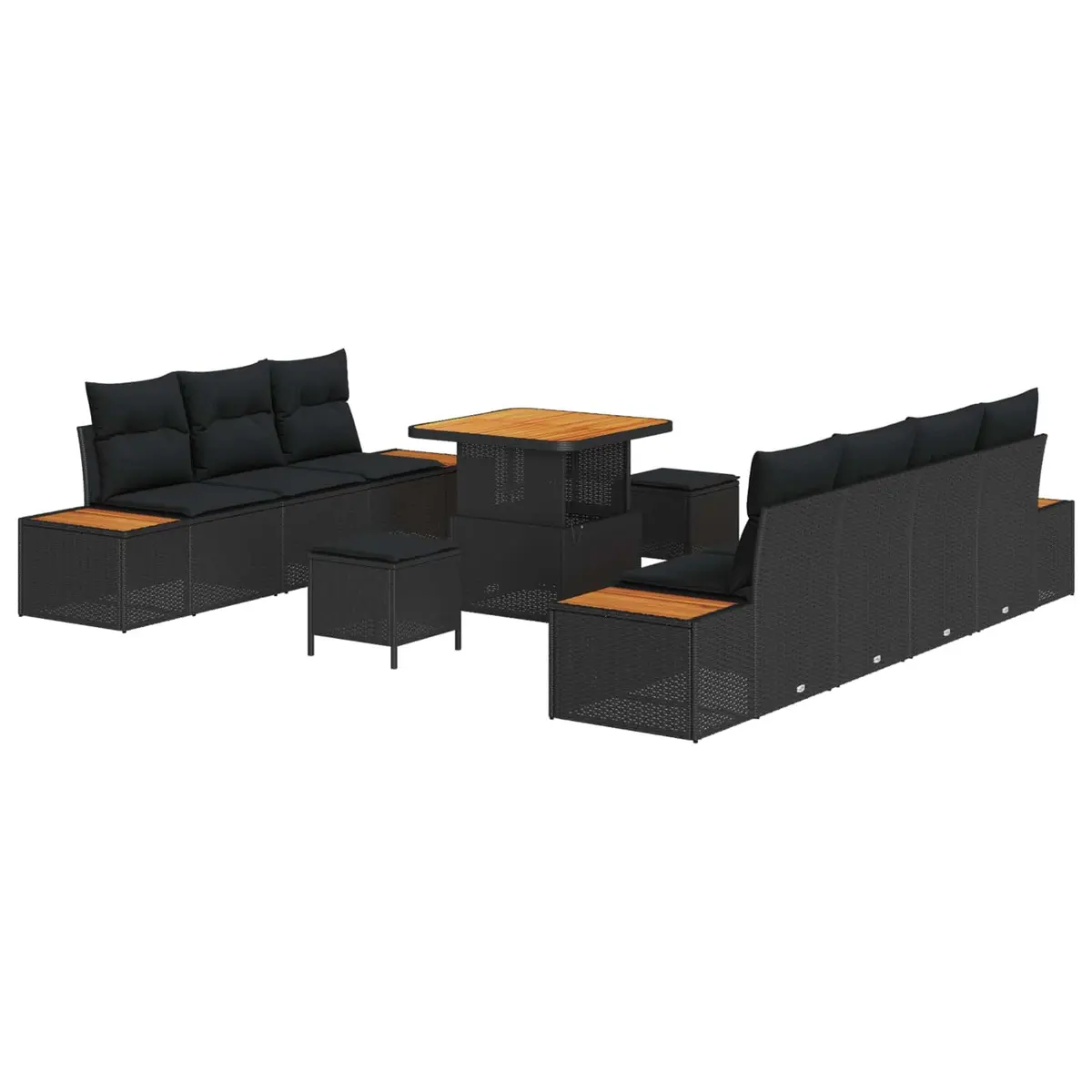 10 Piece Outdoor Garden Sofa Set Poly Rattan Black with Storage