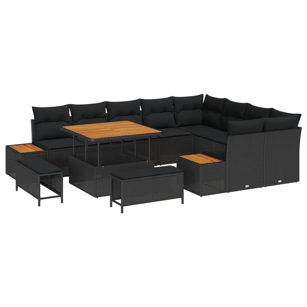 Garden Sofa Set Poly Rattan 12 Piece Outdoor Seating Black Patio Furniture