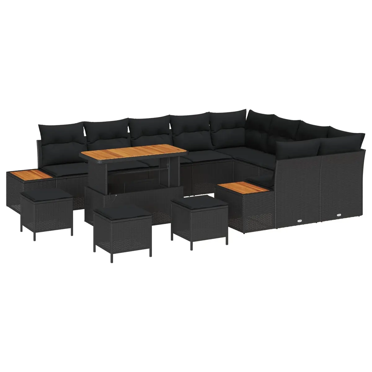 Garden Sofa Set 13pcs Black Poly Rattan Outdoor Seating Modular Furniture