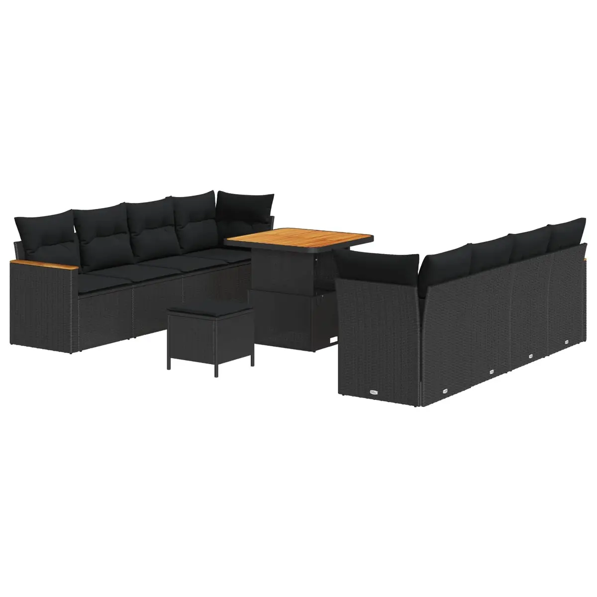 Outdoor Sofa Set Modular Poly Rattan 12 Piece Black with Cushions