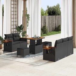 Versatile 10-Piece Black Garden Sofa Set for Your Home