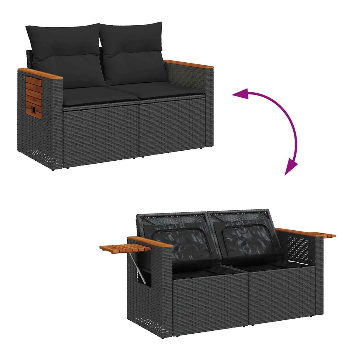 Modular Garden Sofa Set Poly Rattan Black 13 Piece Lounge with Cushions