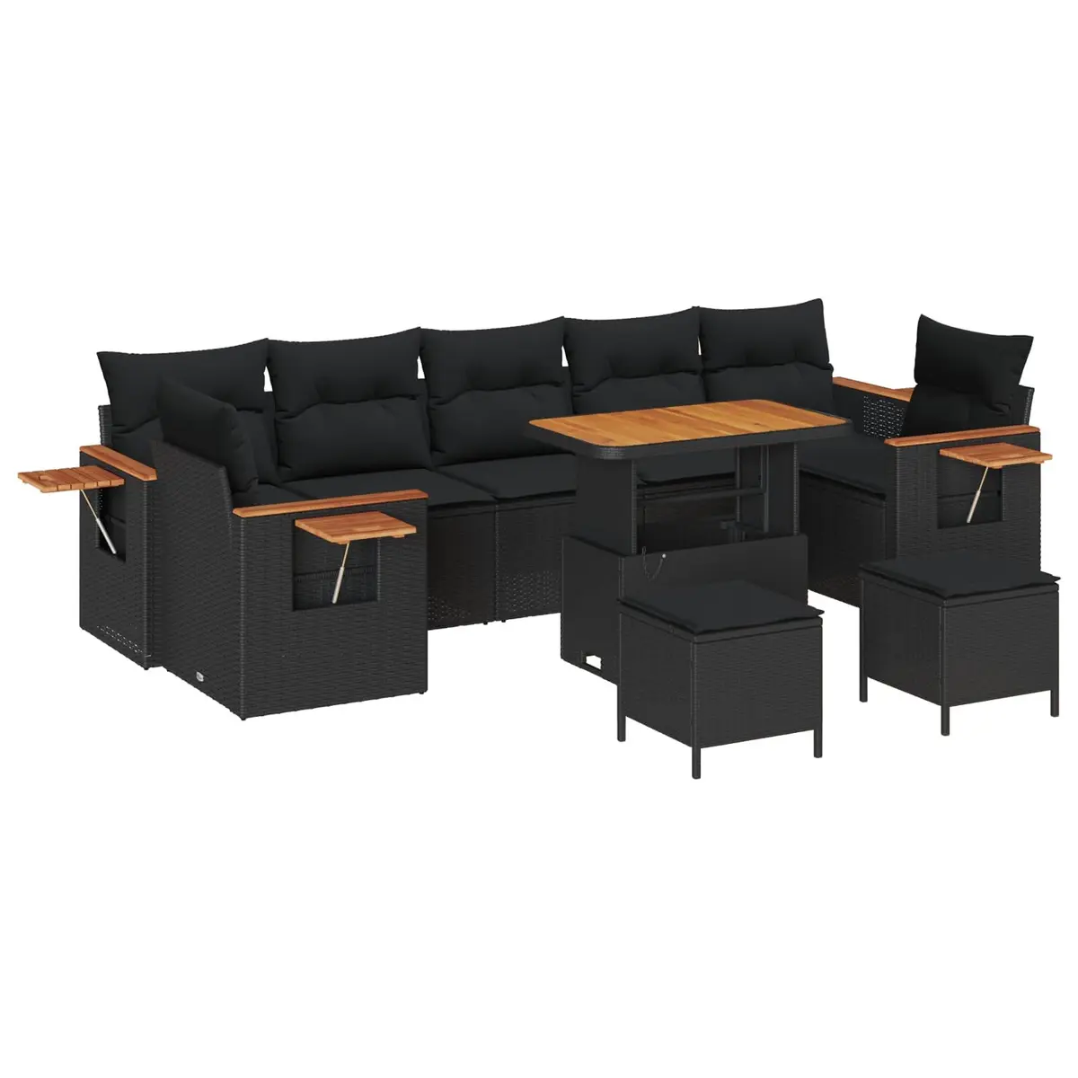 Modular Sofa Set 13 Pieces Black Poly Rattan Outdoor Furniture