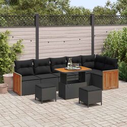 Modular Garden Sofa Set 11 Pieces Black Poly Rattan Outdoor Seating with