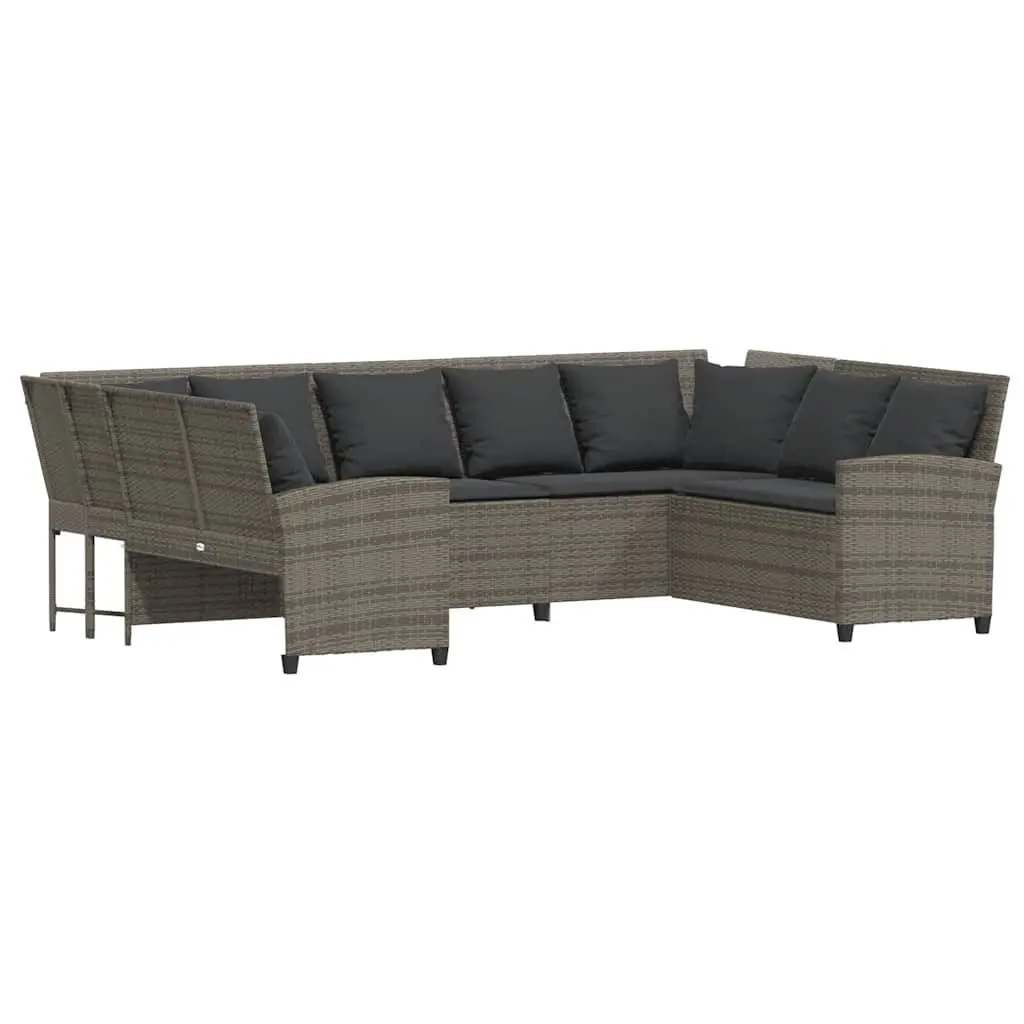 Garden Sofa Modular PE Rattan Grey Outdoor Furniture Set with Cushions