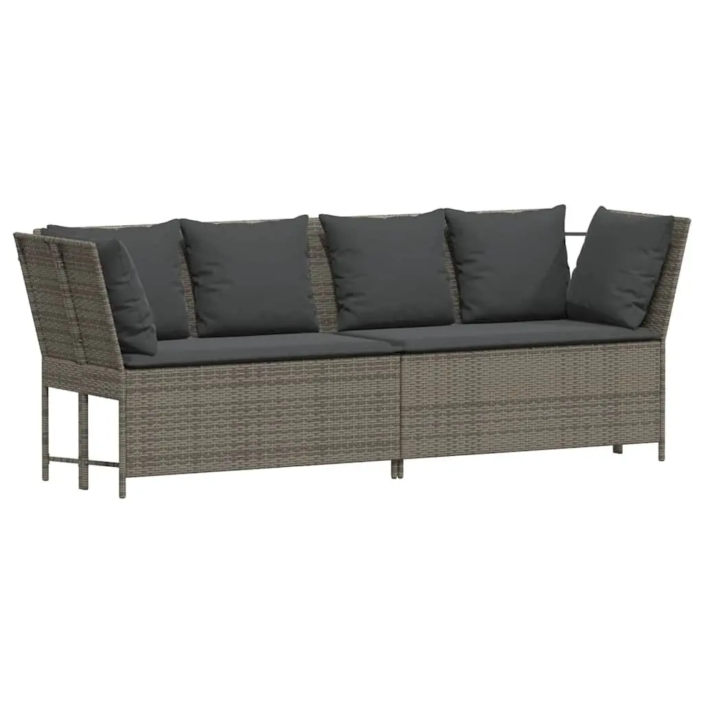 Garden Sofa Modular PE Rattan Grey Outdoor Furniture Set with Cushions