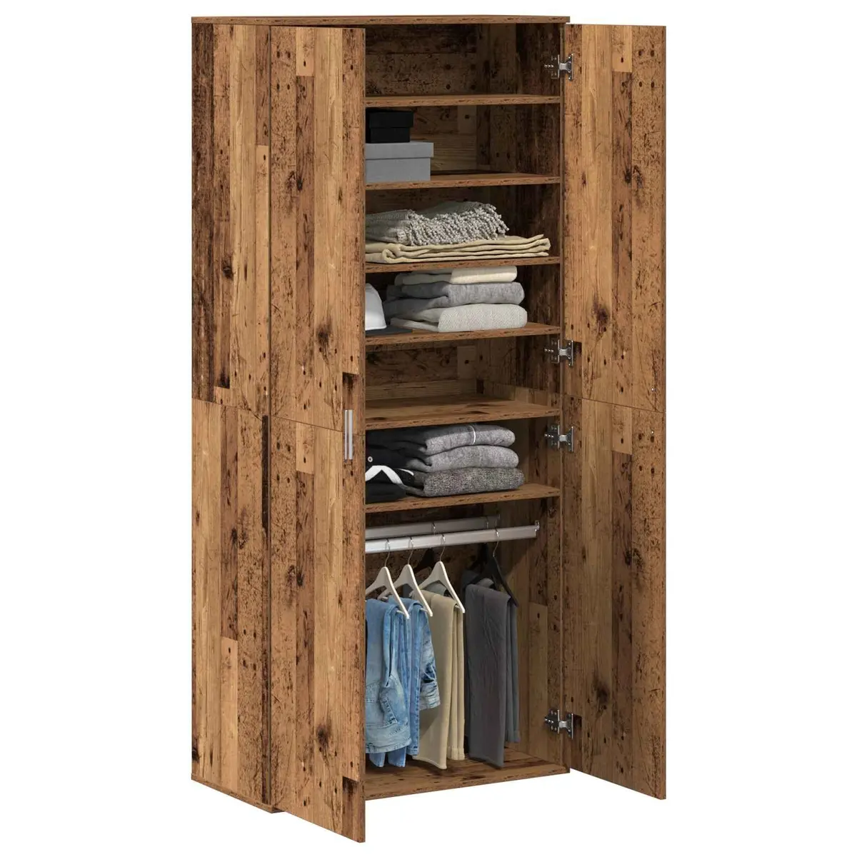 Highboard Storage Cabinet with Shelf Brown Engineered Wood 80 x 39 x 178 cm