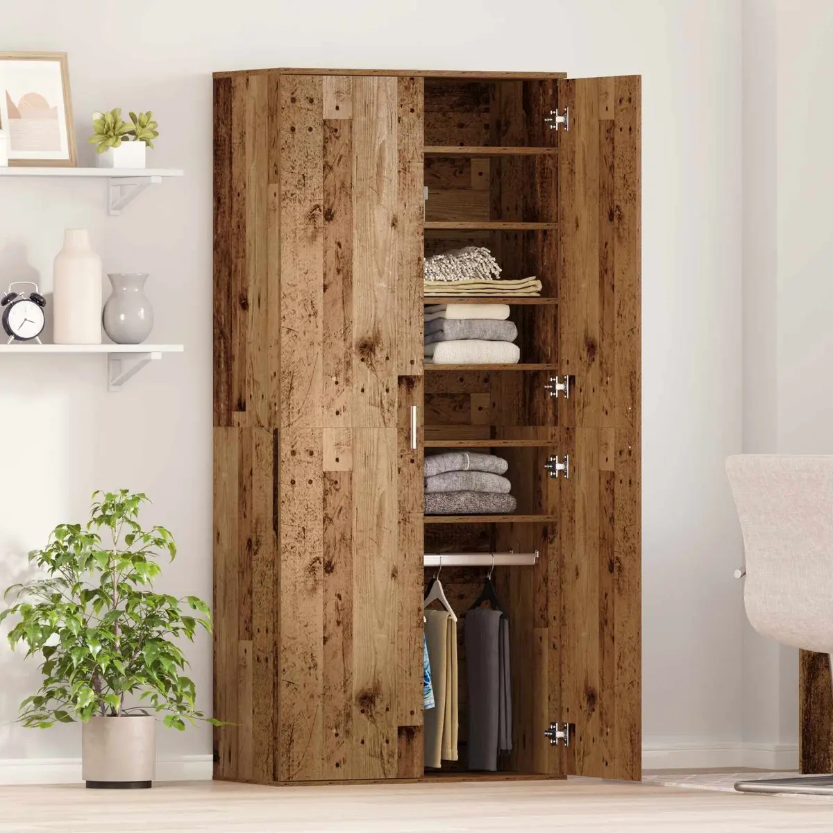 Highboard Storage Cabinet with Shelf Brown Engineered Wood 80 x 39 x 178 cm