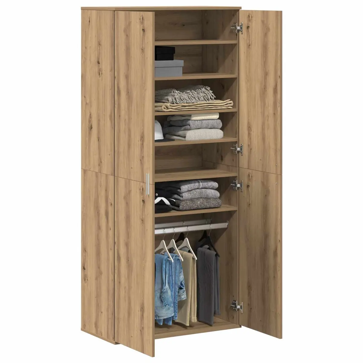 Highboard Storage Cabinet 80 x 39 x 178 cm Engineered Wood Beige Shoe Organiser