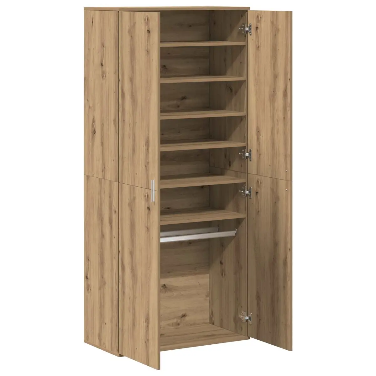 Highboard Storage Cabinet 80 x 39 x 178 cm Engineered Wood Beige Shoe Organiser