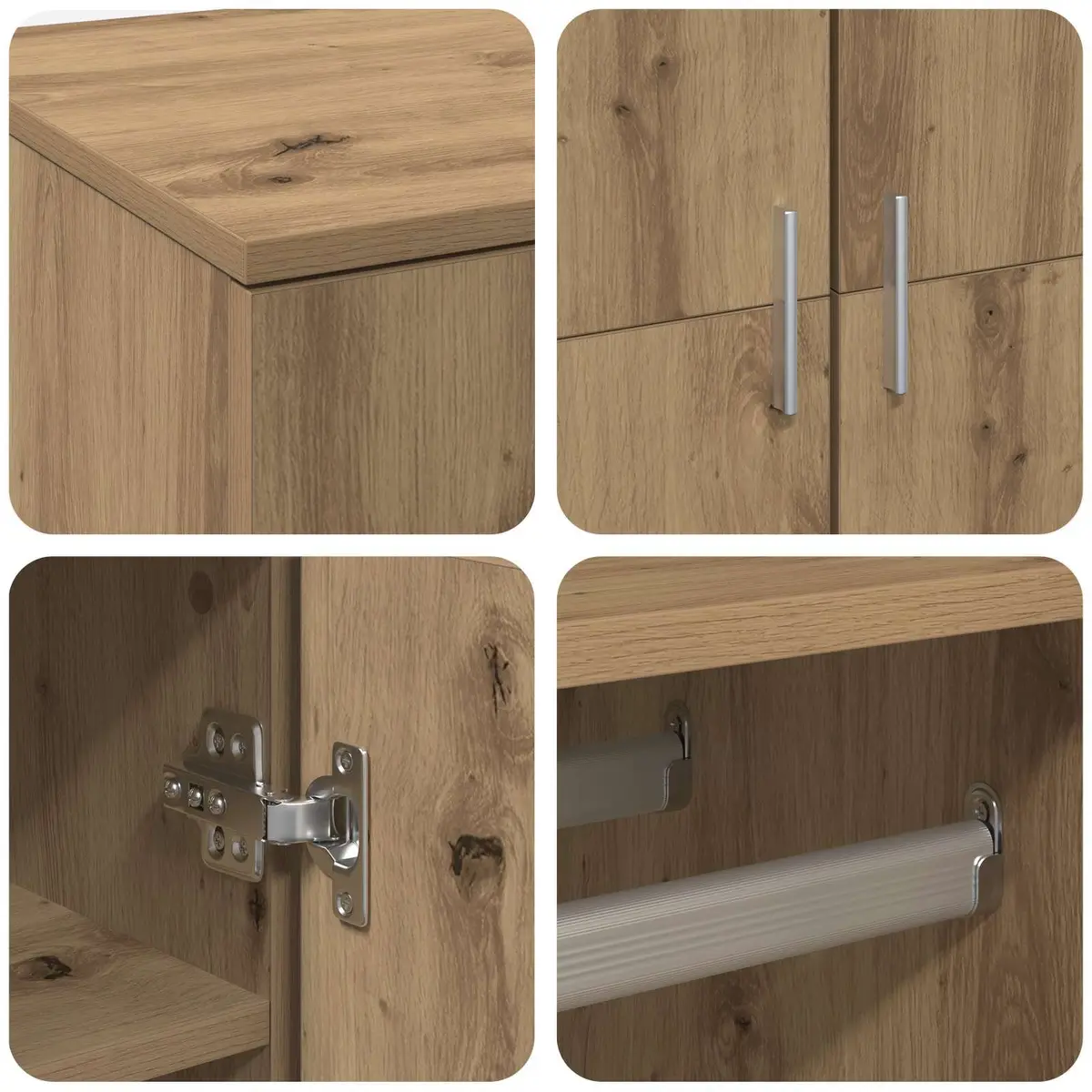 Highboard Storage Cabinet 80 x 39 x 178 cm Engineered Wood Beige Shoe Organiser