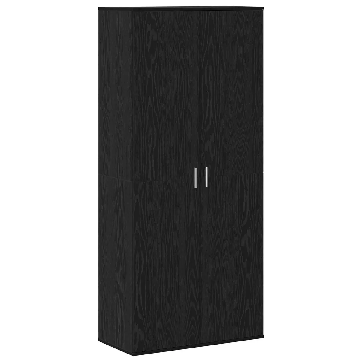 Highboard Storage Cabinet Engineered Wood 80x39x178cm Black Oak with Hinge Doors and Shelves