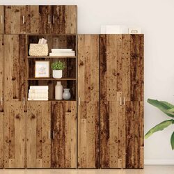 Ideal Storage Solution with Brown Engineered Wood Highboard