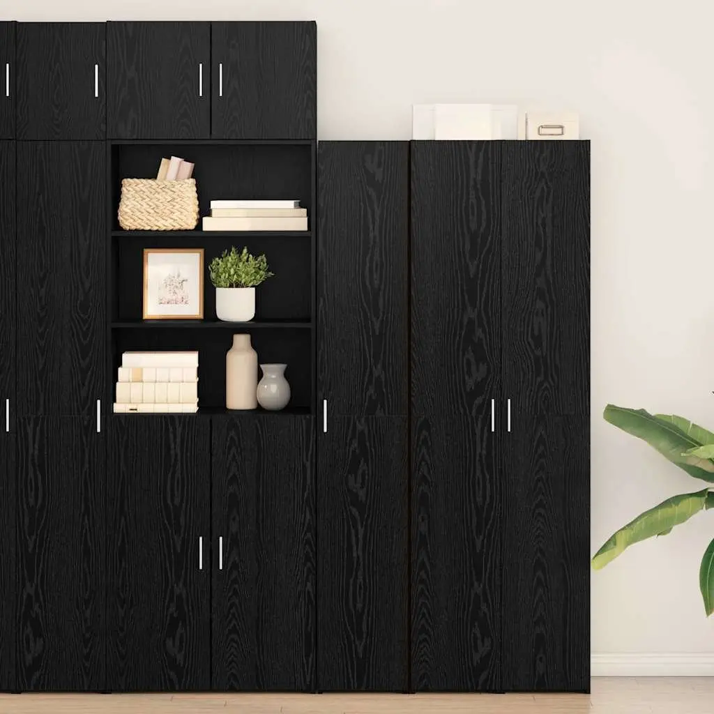 Highboard Black Oak Storage Cabinet Living Room Furniture Bedroom Organiser