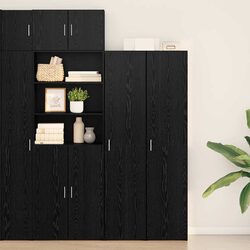 Black Oak Highboard 40 x 42.5 x 185 cm Engineered Wood Storage Cabinet Sideboard
