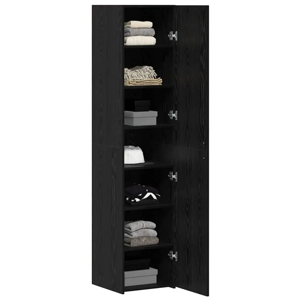 Black Oak Highboard 40 x 42.5 x 185 cm Engineered Wood Storage Cabinet Sideboard
