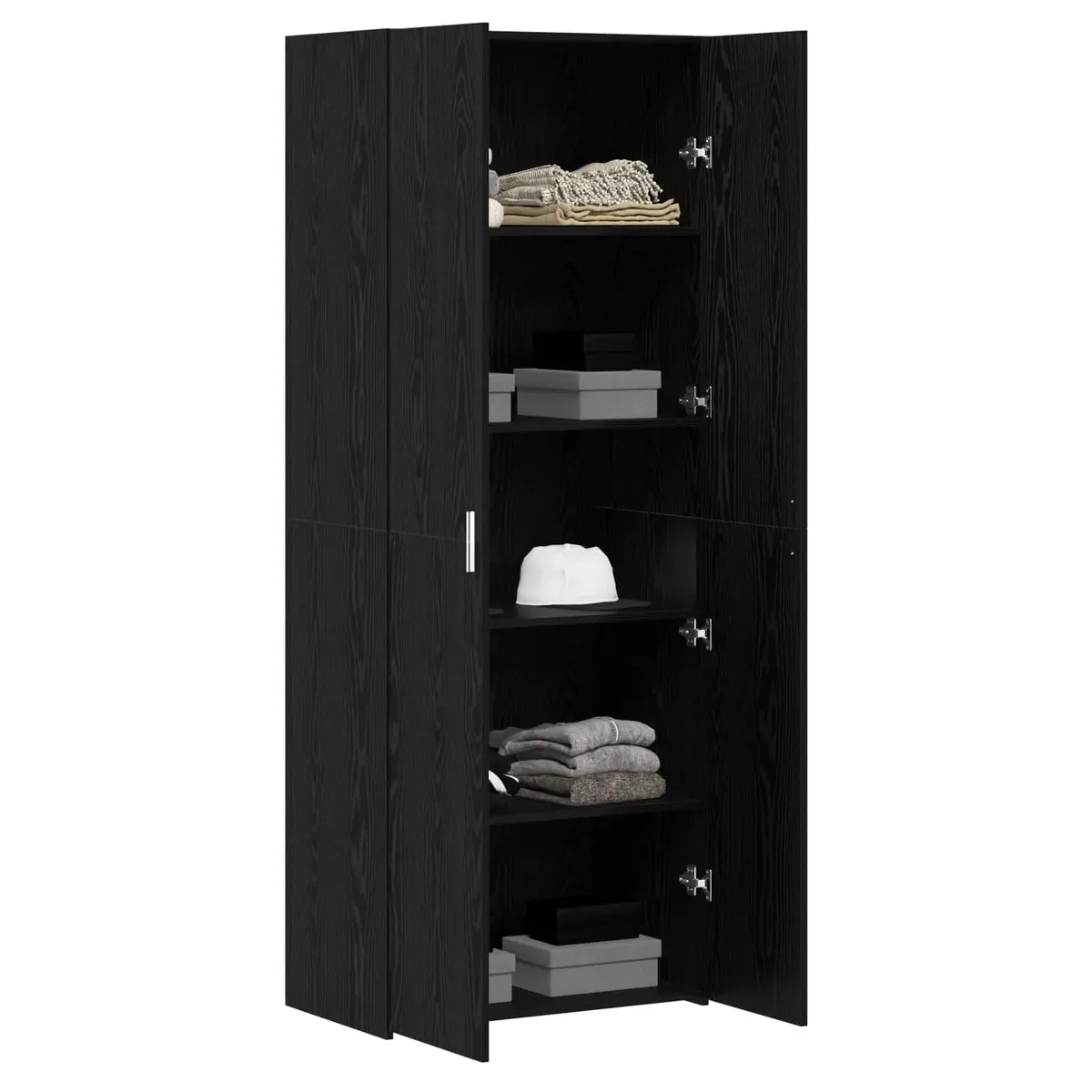 Engineered Wood Highboard Storage Cabinet Modern 70 x 42.5 x 185 cm Black