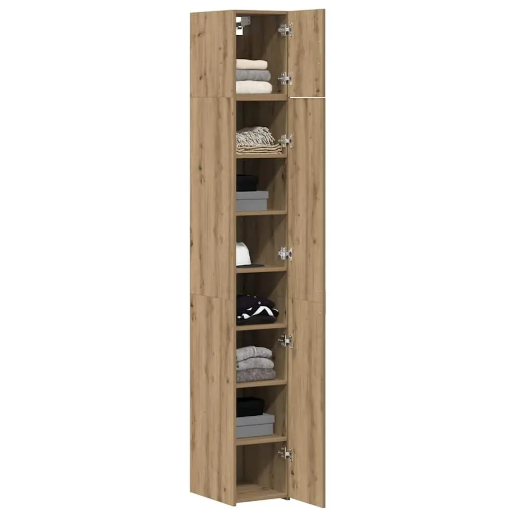 2-Piece Storage Cabinet with Adjustable Shelves Doors Brown Sideboard Furniture