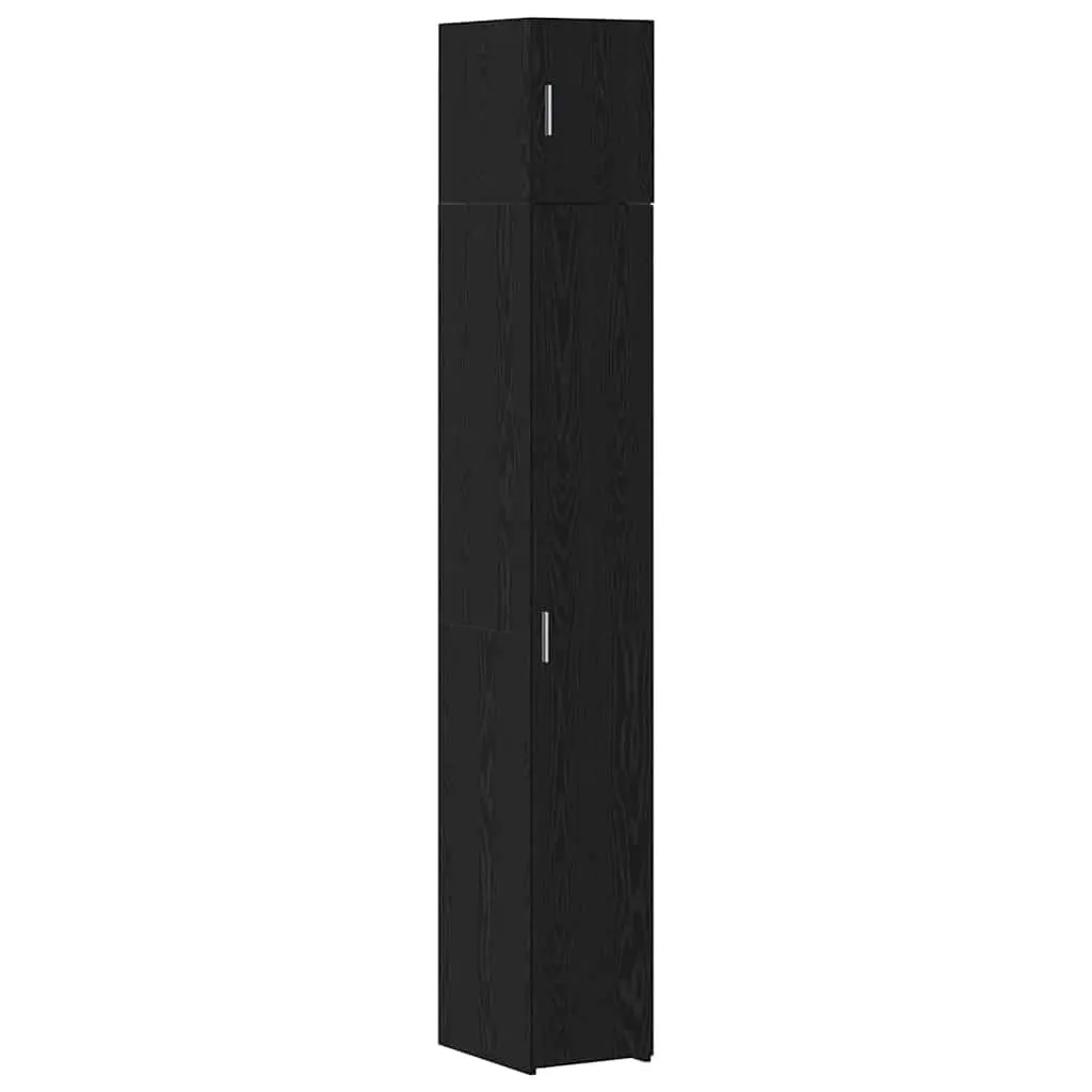 Storage Cabinet Engineered Wood 2-Piece Set Adjustable Shelves Black Oak