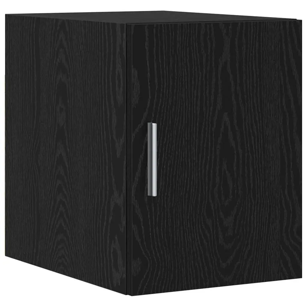 Storage Cabinet Engineered Wood 2-Piece Set Adjustable Shelves Black Oak