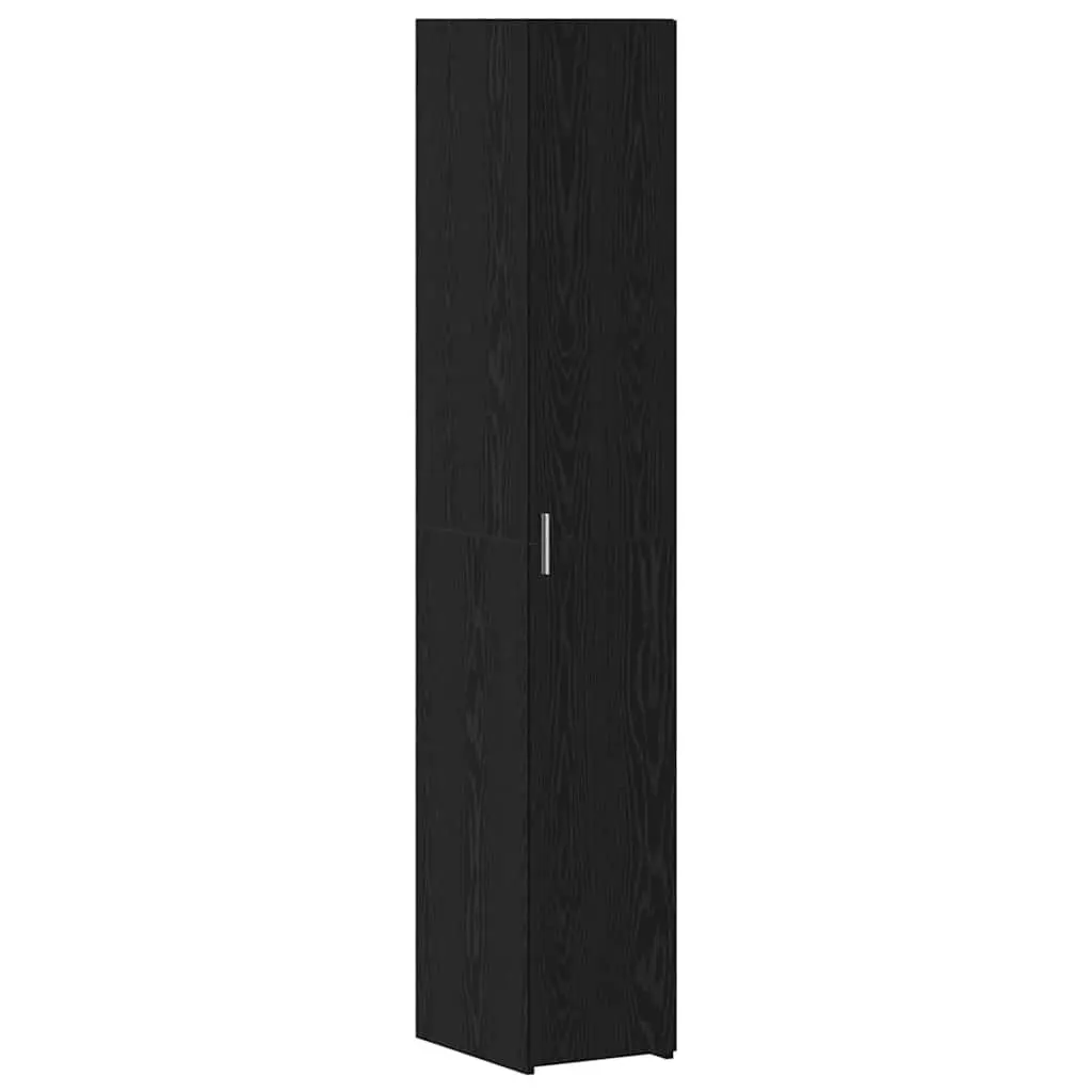 Storage Cabinet Engineered Wood 2-Piece Set Adjustable Shelves Black Oak