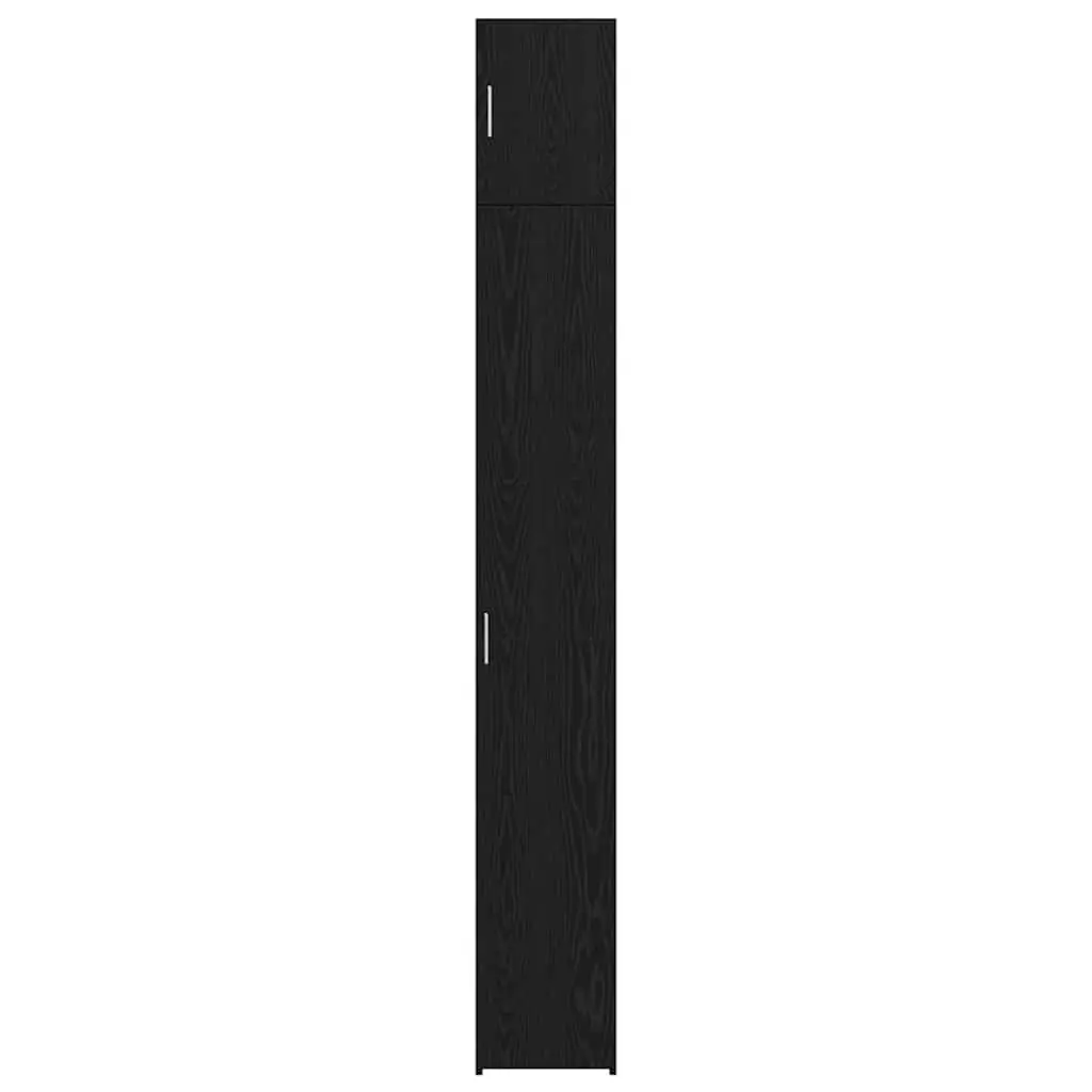 Storage Cabinet Engineered Wood 2-Piece Set Adjustable Shelves Black Oak
