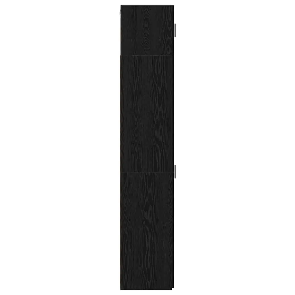 Storage Cabinet Engineered Wood 2-Piece Set Adjustable Shelves Black Oak