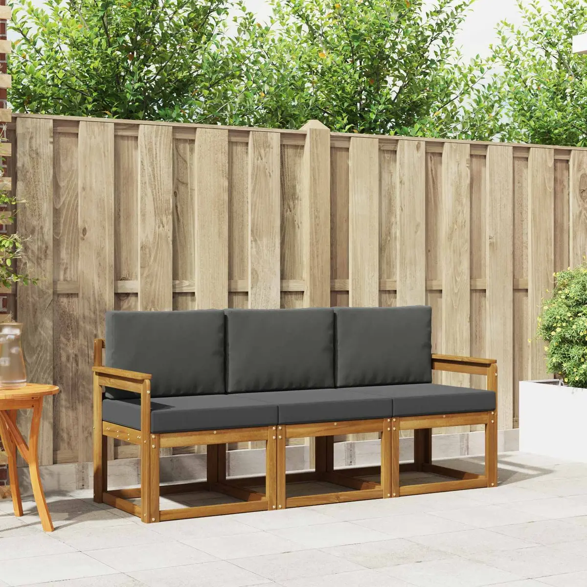 Outdoor Sofa Set 3 Piece Garden Furniture with Cushions Acacia Wood Lounge