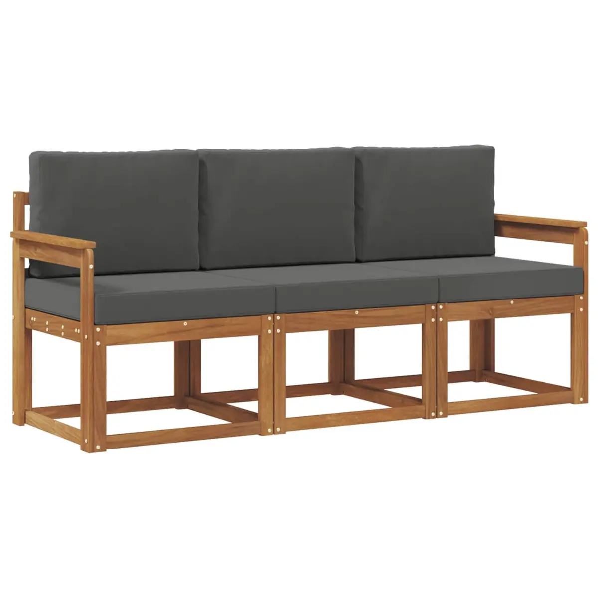 Outdoor Sofa Set Acacia Wood 3 Piece Brown Garden Furniture with Cushions