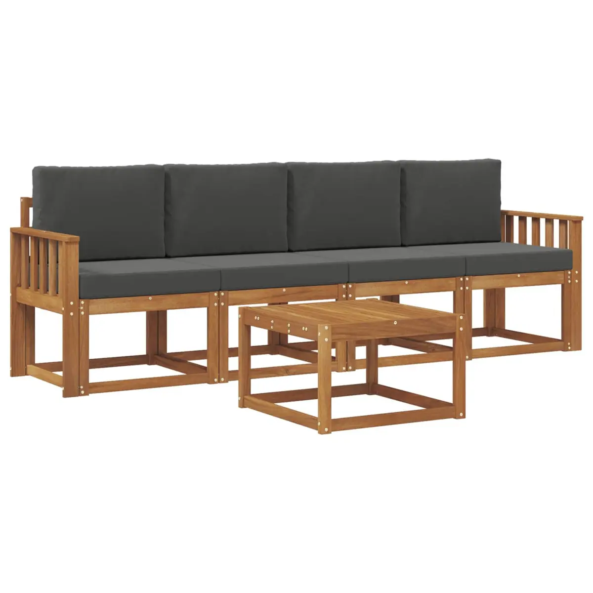 Outdoor Sofa Set Solid Acacia Wood Modular 5 Pieces Brown
