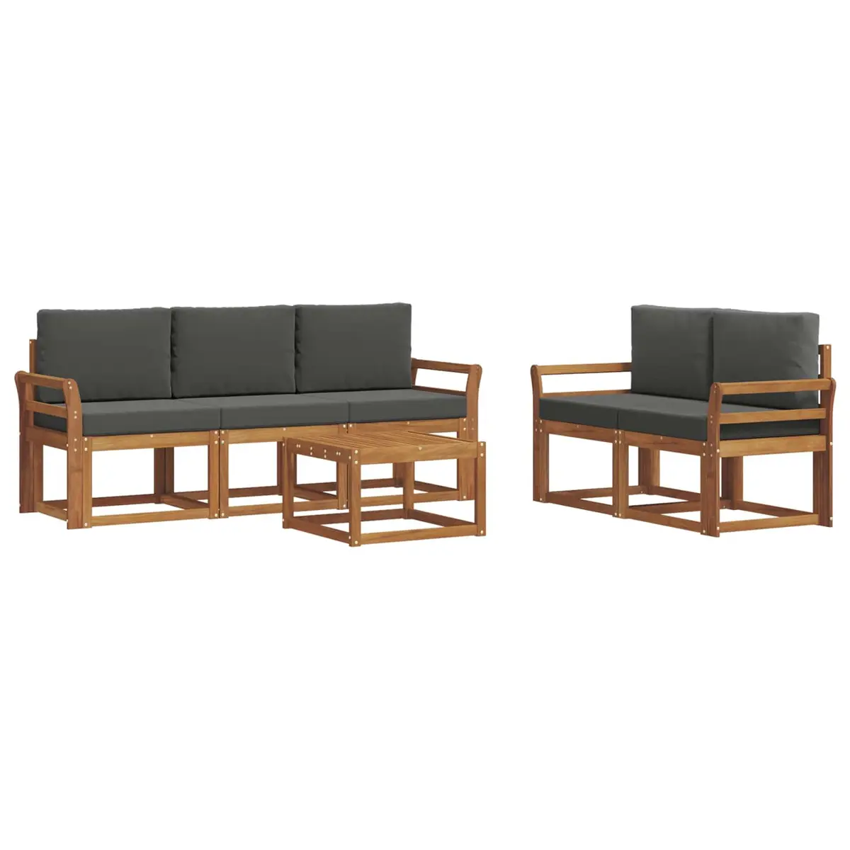 Outdoor Sofa Set 6 Pieces Solid Acacia Wood Garden Furniture with Cushions