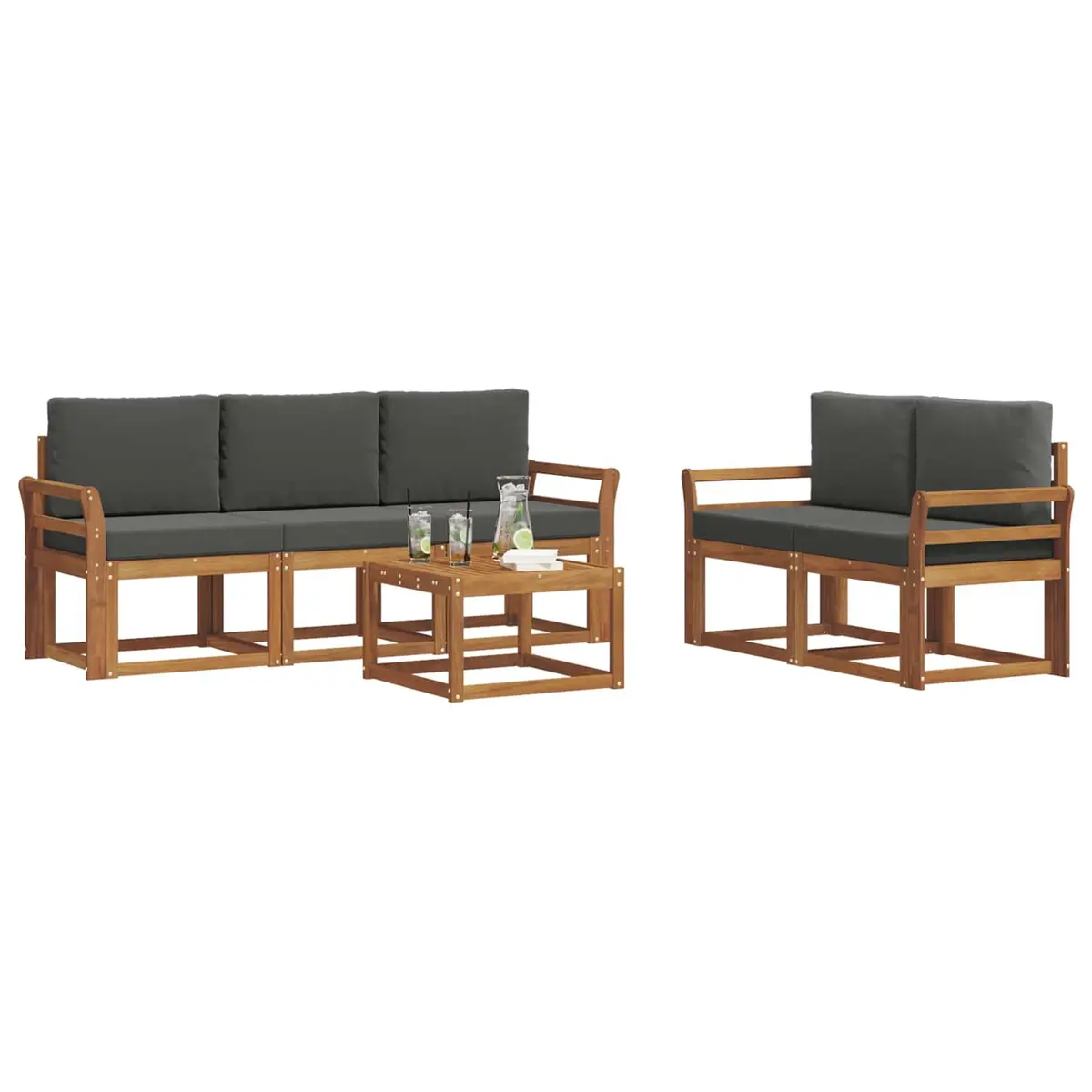 Outdoor Sofa Set 6 Pieces Solid Acacia Wood Garden Furniture with Cushions