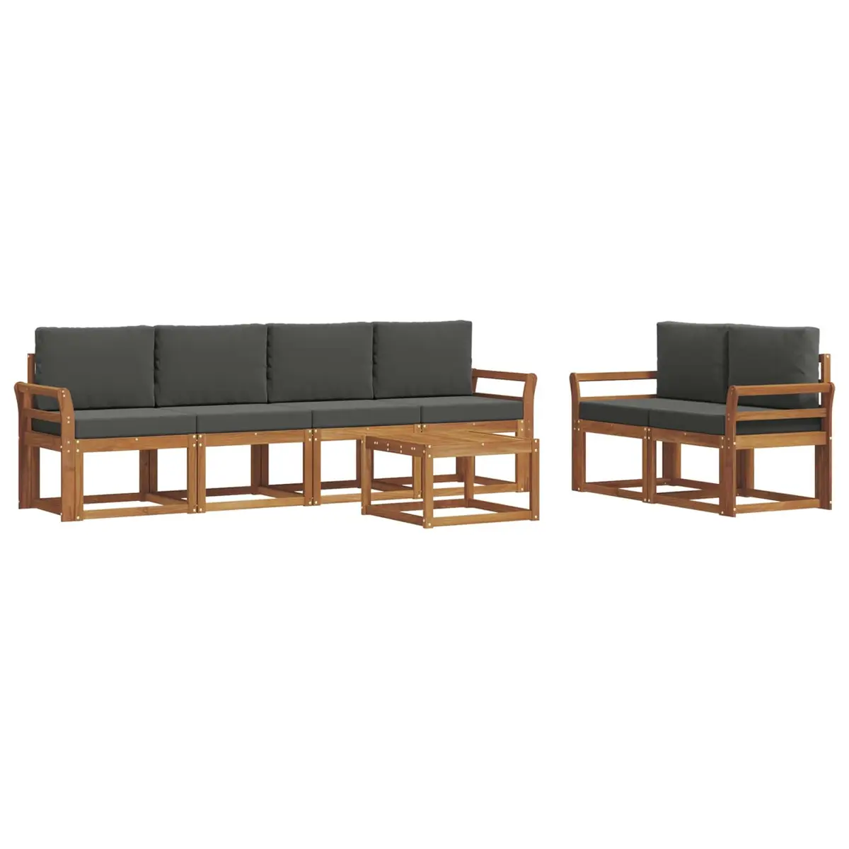 Outdoor Sectional Sofa Set 7 Pieces Garden Patio Furniture with Cushions Brown