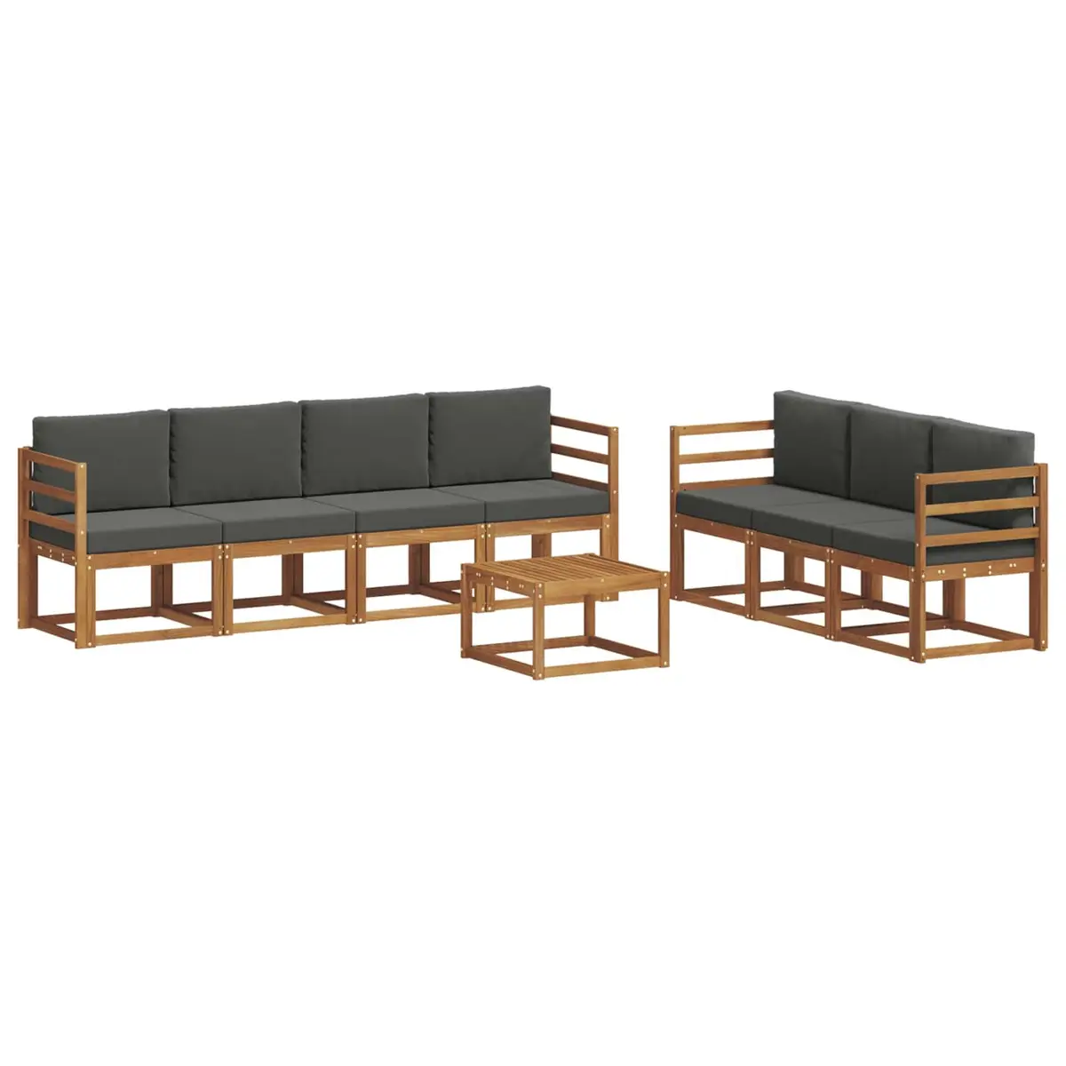 Outdoor Sofa Set Solid Acacia Wood 8 Pieces Brown Modular Garden Furniture with Cushions