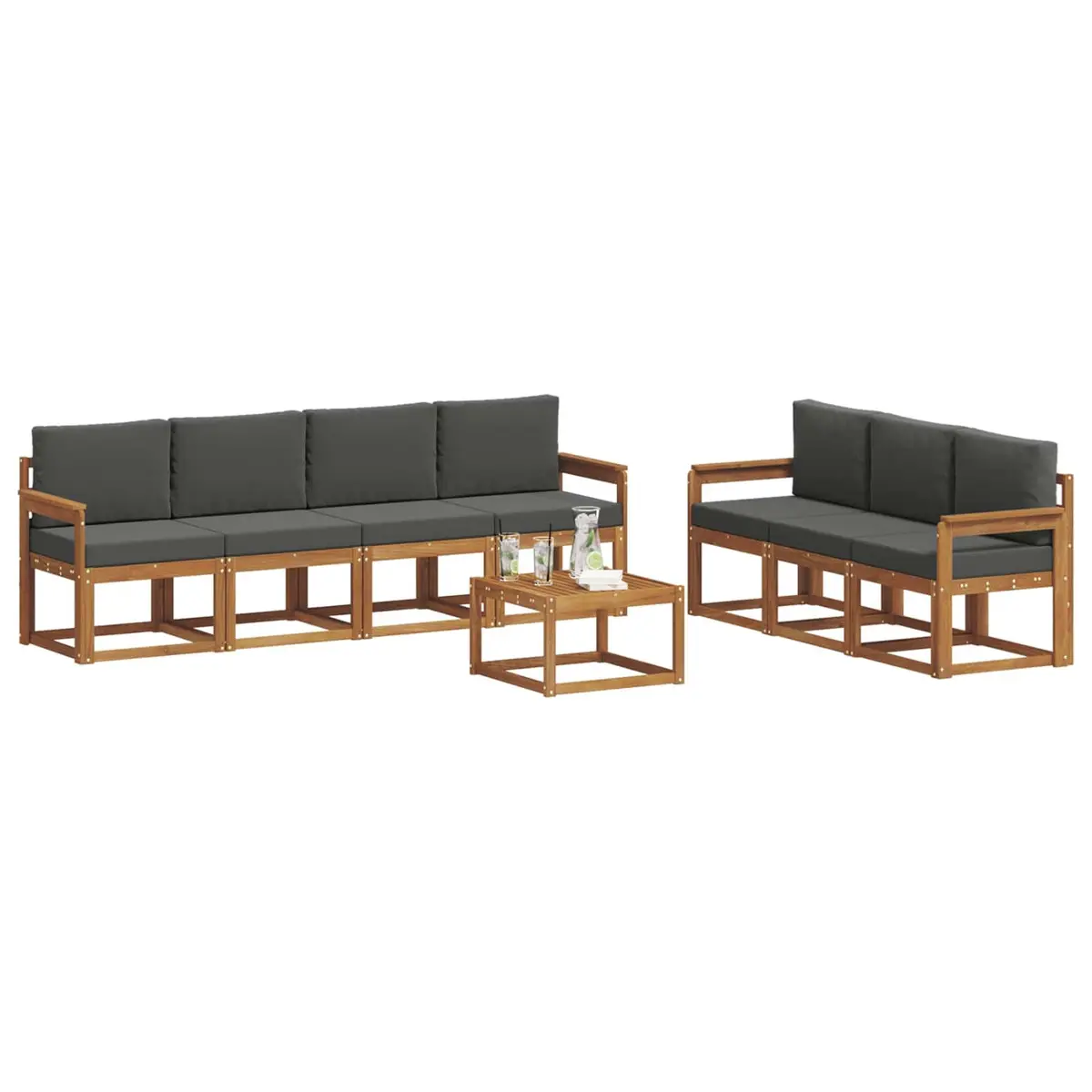 Outdoor Sofa Set Acacia Wood 8 Piece Brown Modular Garden Furniture