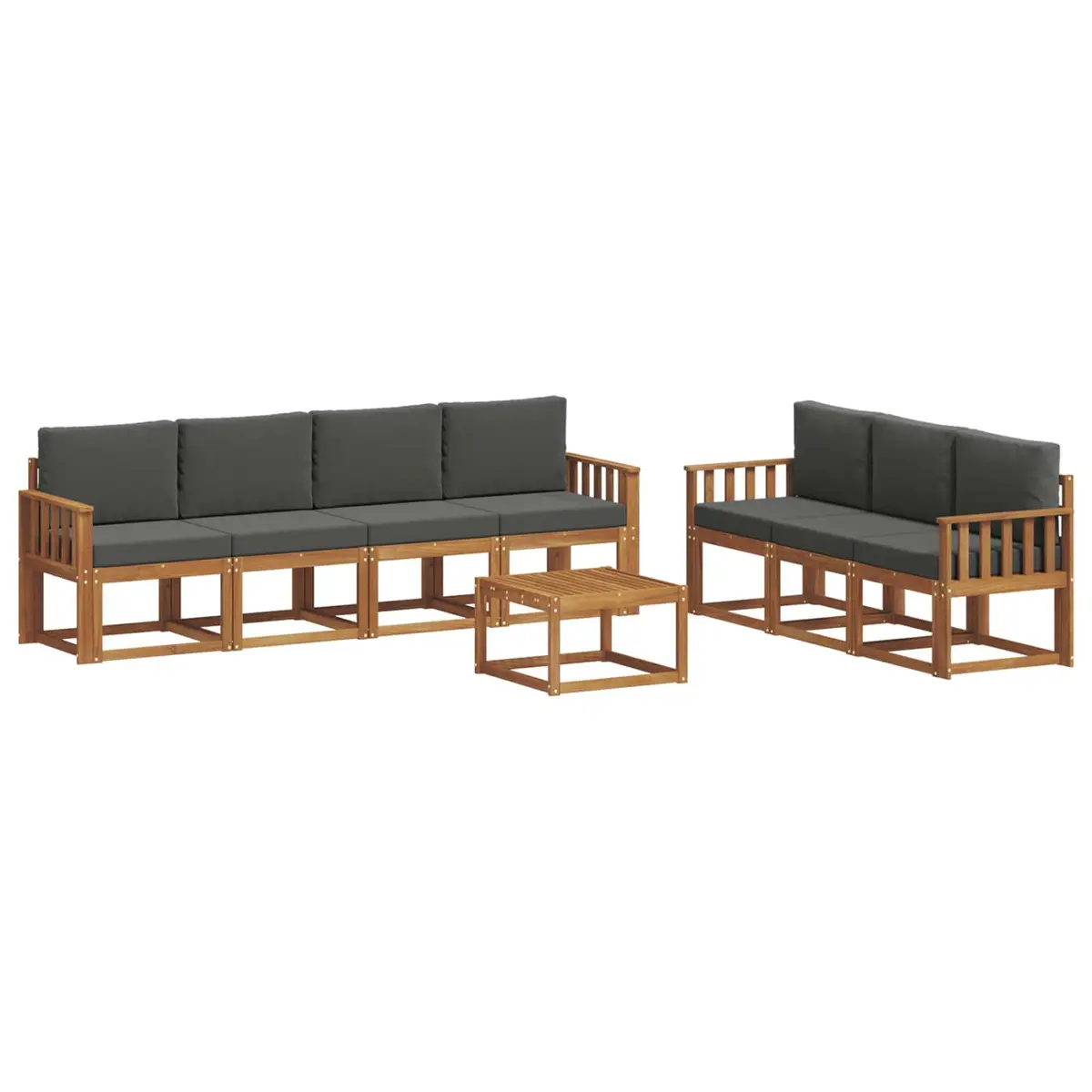 Outdoor Sofa Set Solid Acacia Wood 8 Pieces Brown Modular Garden Lounge