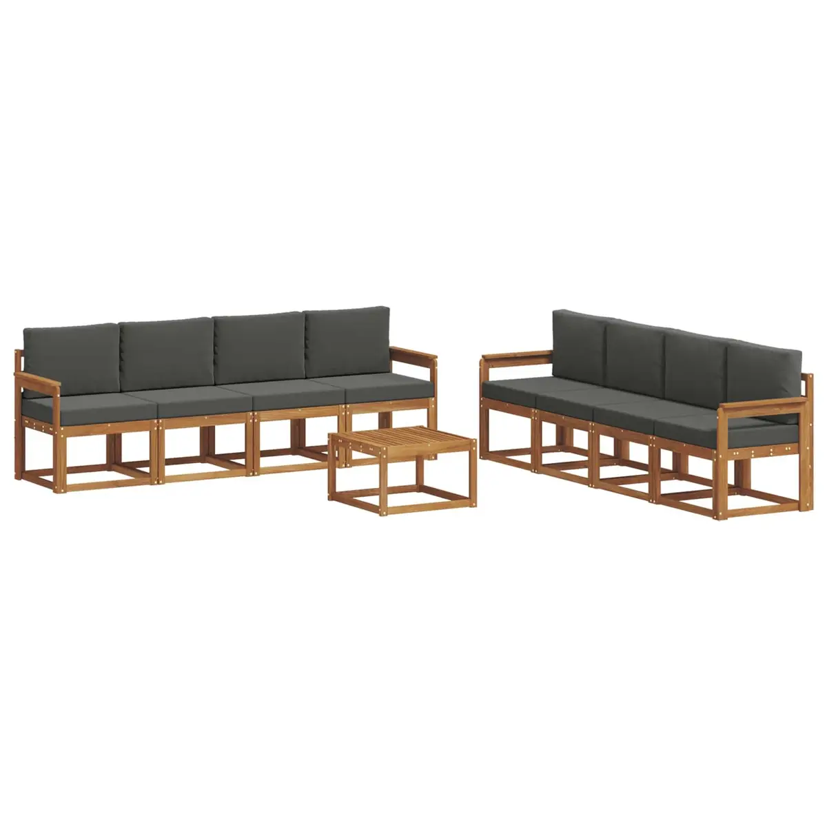 Outdoor Sectional Sofa Set Slatted Solid Acacia Wood 9 Piece Brown