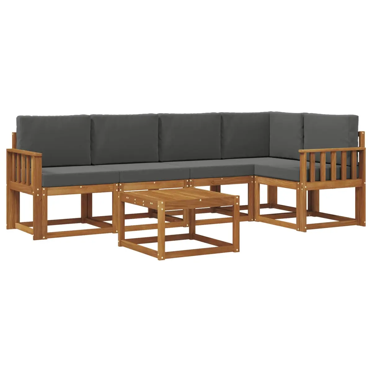 Outdoor Sofa Set 6 Piece with Cushions Garden Patio Furniture Brown Acacia Wood