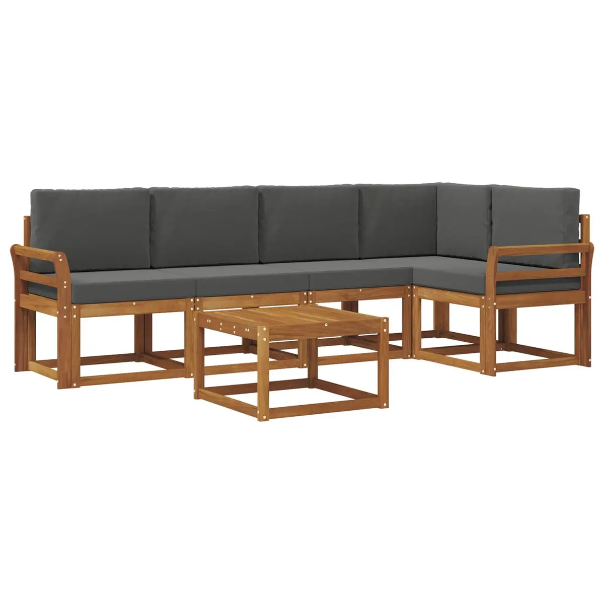 Outdoor Sofa Set Modular Acacia Wood 6 Piece Brown