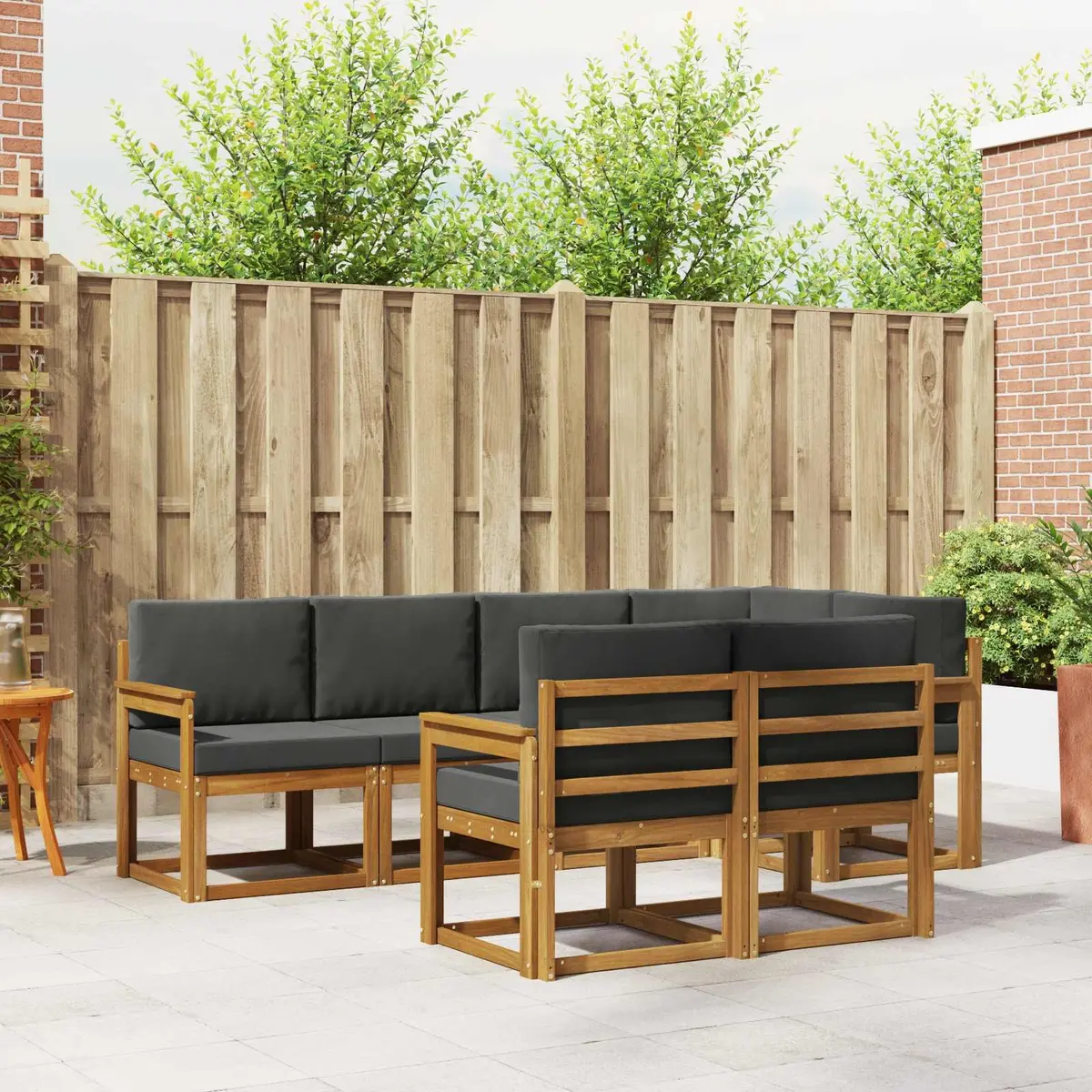 Outdoor Sectional Sofa Set 7 Pieces Garden Patio Furniture with Cushions Brown