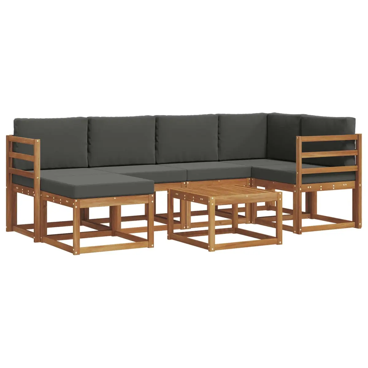 Outdoor Sofa Set Solid Acacia Wood Modular 7 Piece Garden Furniture with Cushions Brown